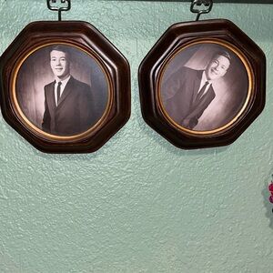 Vintage round picture frames • wood home decor